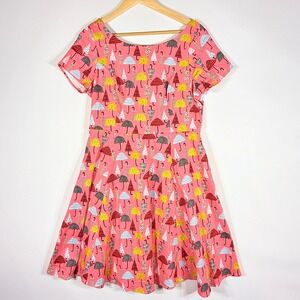 Eva Rose Womens XL Dress Umbrella Rockabilly Whimsical Quirky Fun Pink Retro